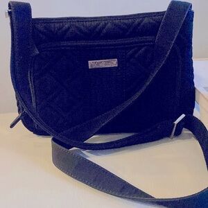 Vera Bradley Black quilted cross body adjustable or shoulder purse.